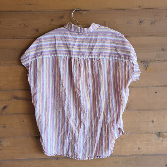 Madewell Central Shirt in Rainbow Stripe Button Down Small Boho Blouse Top - Picture 3 of 4